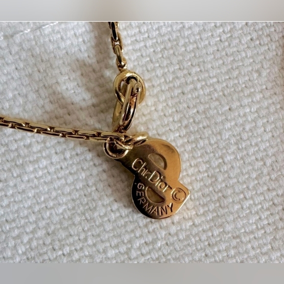 Christian Dior 18K Gold Plated CD Necklace With Rhinestone ✨️Made In GERMANY✨️ - Picture 11 of 14